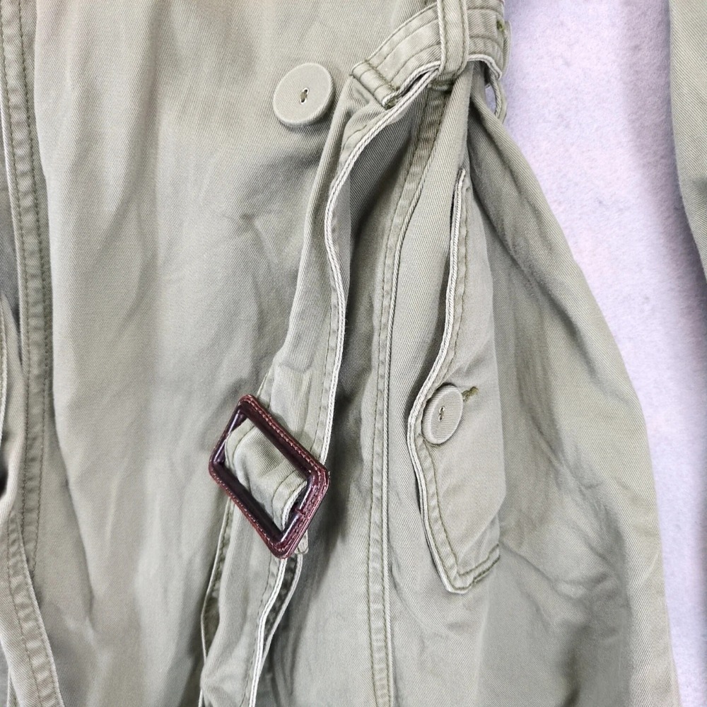 American Eagle Olive Double Breasted Trench Coat Womens M Belted AEO Grunge Chic - Picture 7 of 8